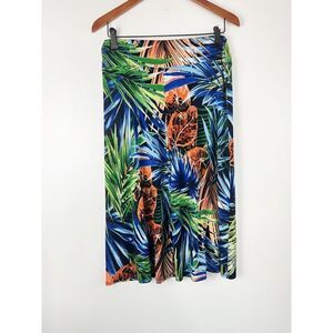 Coco Bianco Pants Women's Medium Pull On Elastic Waist Tropical Wide Leg Beach
